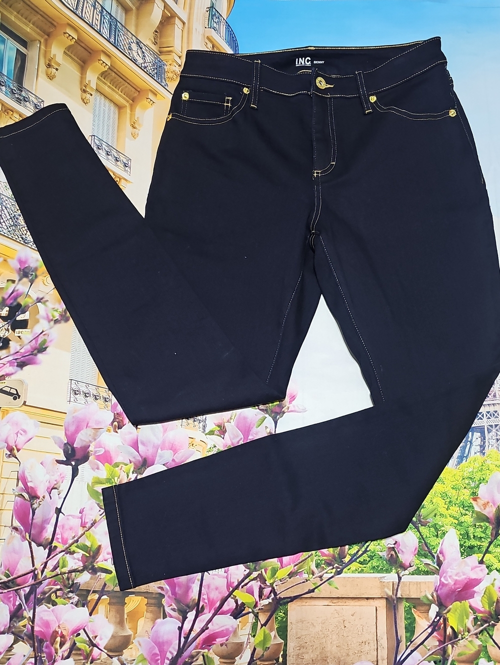 INC International Concepts Dark Navy Skinny Stretch Jeans 6/28